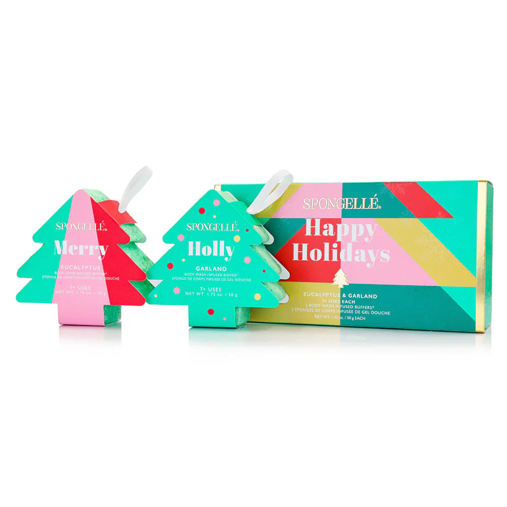 SPONGELLE GIFT SET, HOLIDAY TREE, MERRY AND HOLLY, 2 PCS