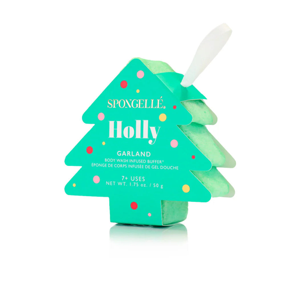 SPONGELLE BODY WASH INFUSED BUFFER, HOLIDAY TREE, 7+ USES